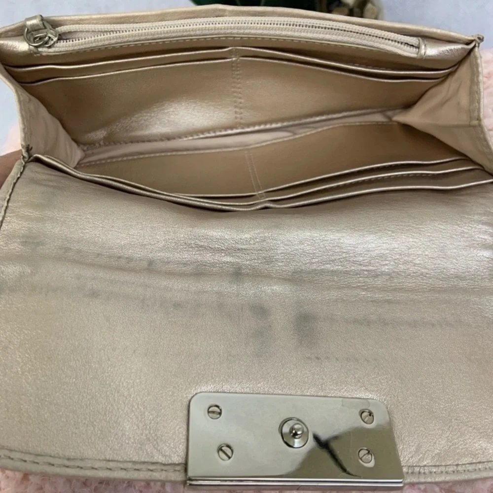 Coach Envelope Clutch Wallet Gold  Champagne Leather EUC